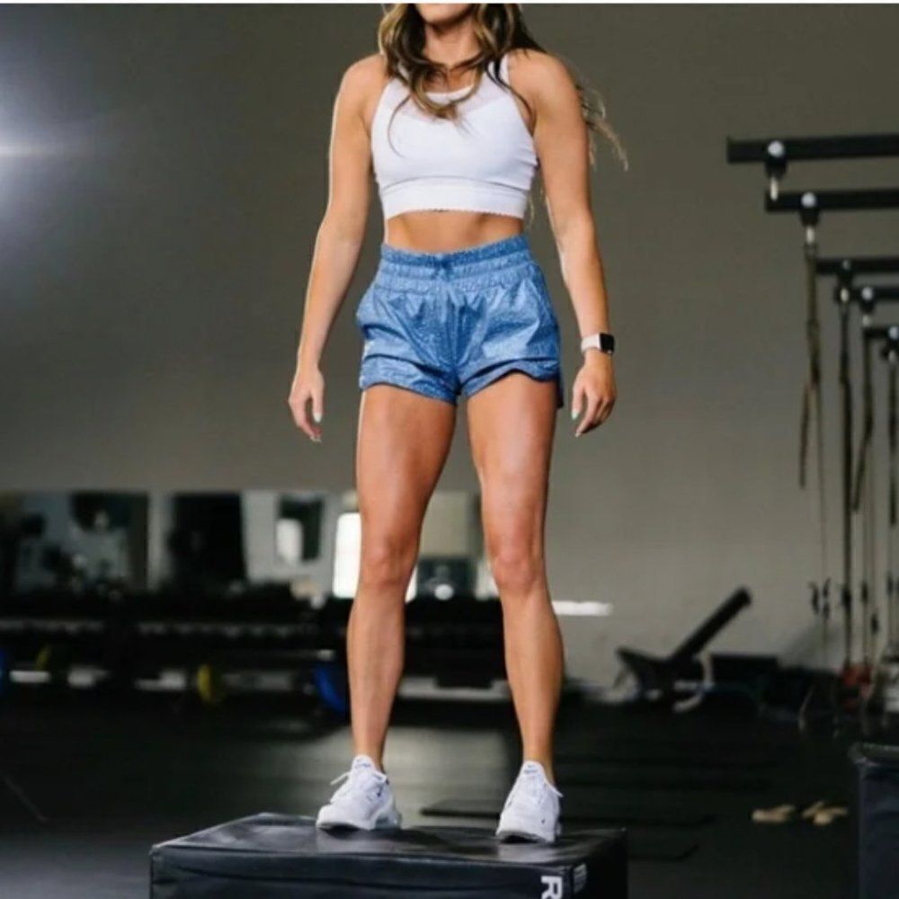 ZYIA Active bubbles hi rise‎ bomber shorts XXS blued steel